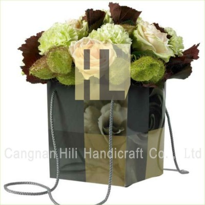 Hot sale plastic printed flower carrier bag PP transparent bag for flower orchid